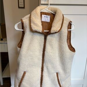 Old Navy Cream and Brown Sherpa Vest